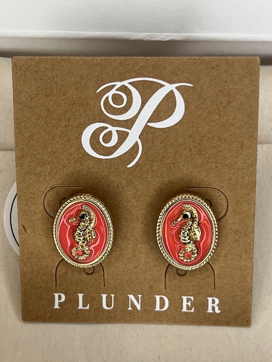 Plunder Jewelry - Plunder Pink Coral Seahorse Oval Stud Earrings